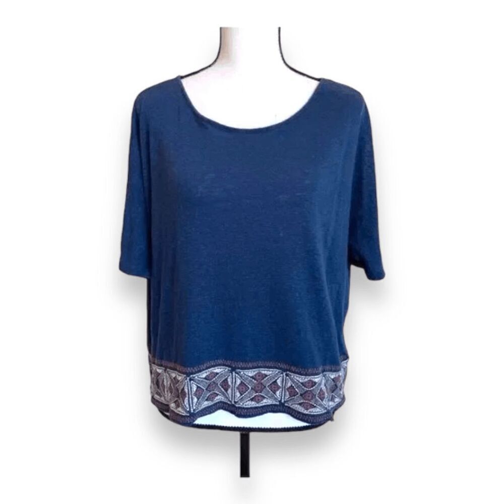 Artisan‎ NY Crop Blouse, Dolman Sleeves and Embroidered Edge